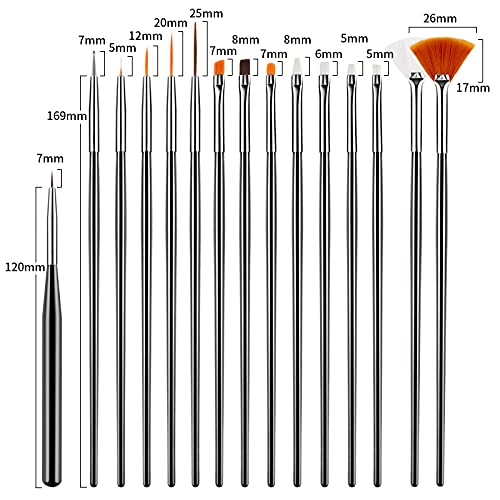 Yueshii Professional Nail Art Tool Set 31pcs Nylon Nail Brush and Pen Set for Design Crimped Ferrule Wholesale