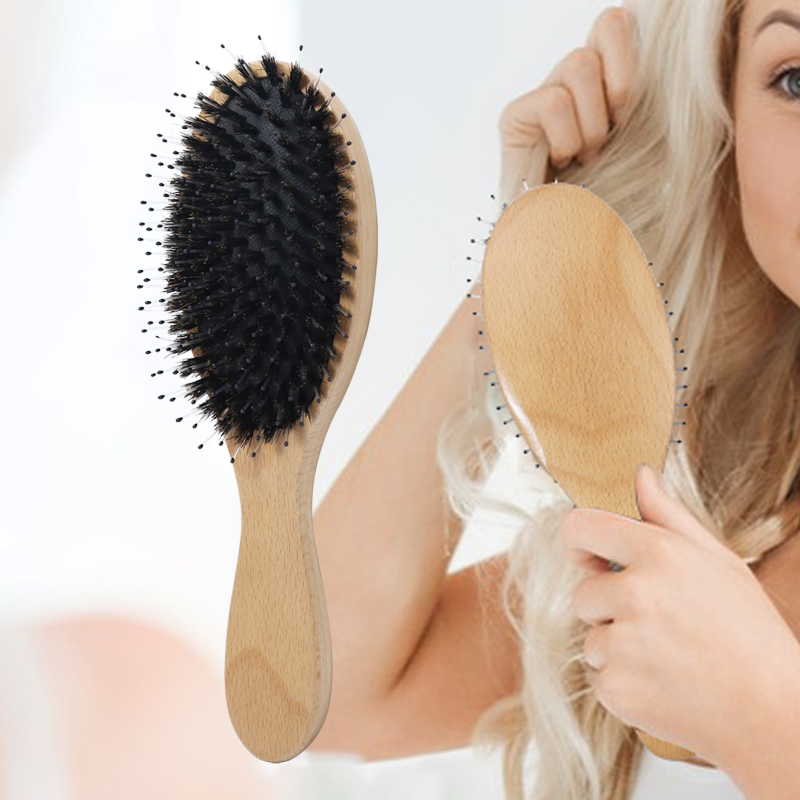 Natural Bamboo Comb Professional Hair Brushes Detangling Brush Scalp Massage Customized High Quality Wood Paddle Hair Brush