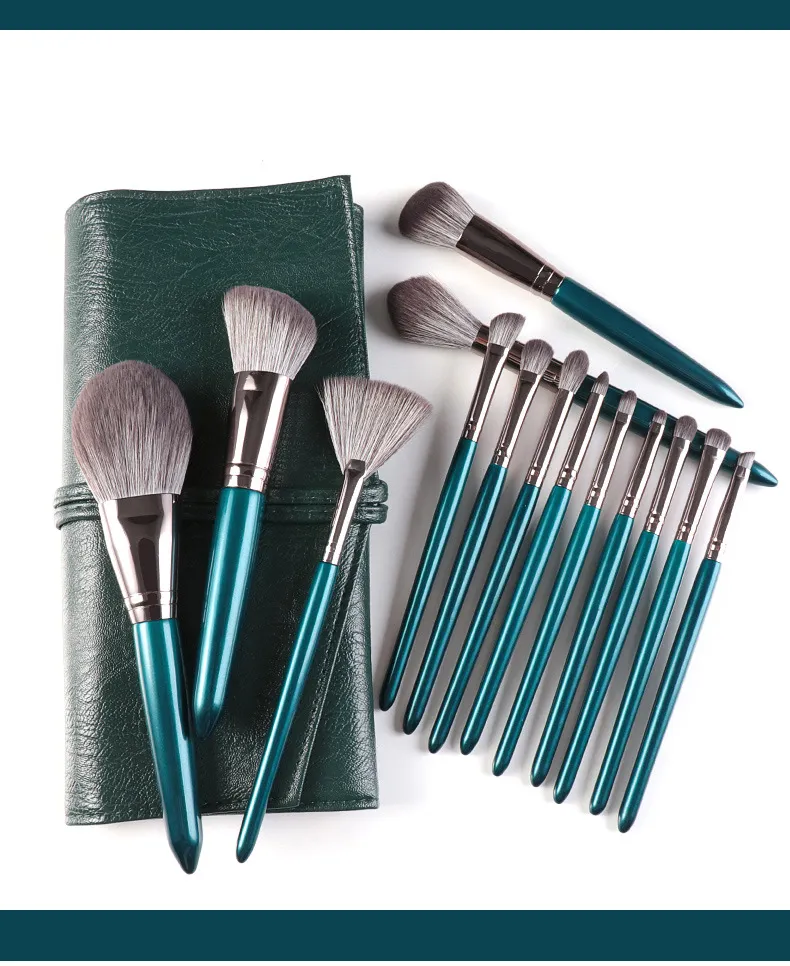 14PCS Green Makeup Brush Set