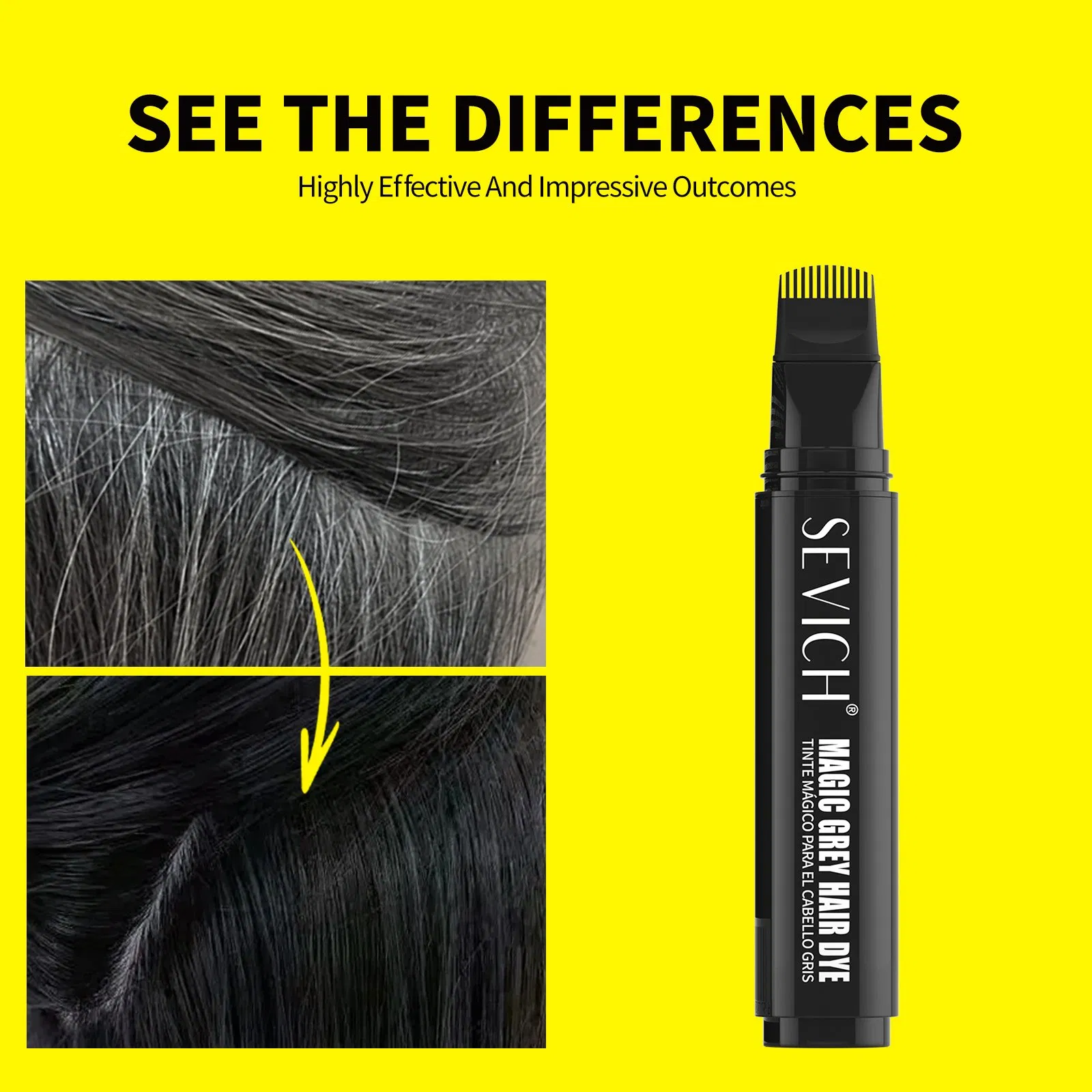 20ml Magic Grey Hair Concealer OEM Natural Olive Oil Root Touch up Black Hair Dye Color Brush Pen for Hair Loss