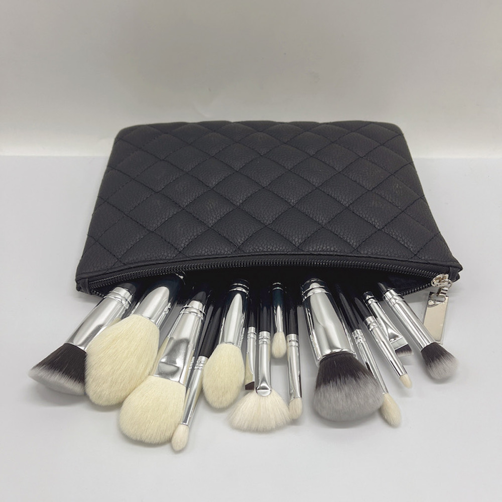 15pcs Wood Handle Makeup Brush Set Goat Natural Hair Professional Cosmetic Private Label Makeup Brushes With Bag