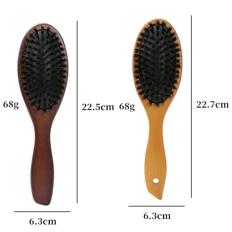 Boar Bristle Hair Brush Natural Beech Comb Hairbrush Massage Brushes