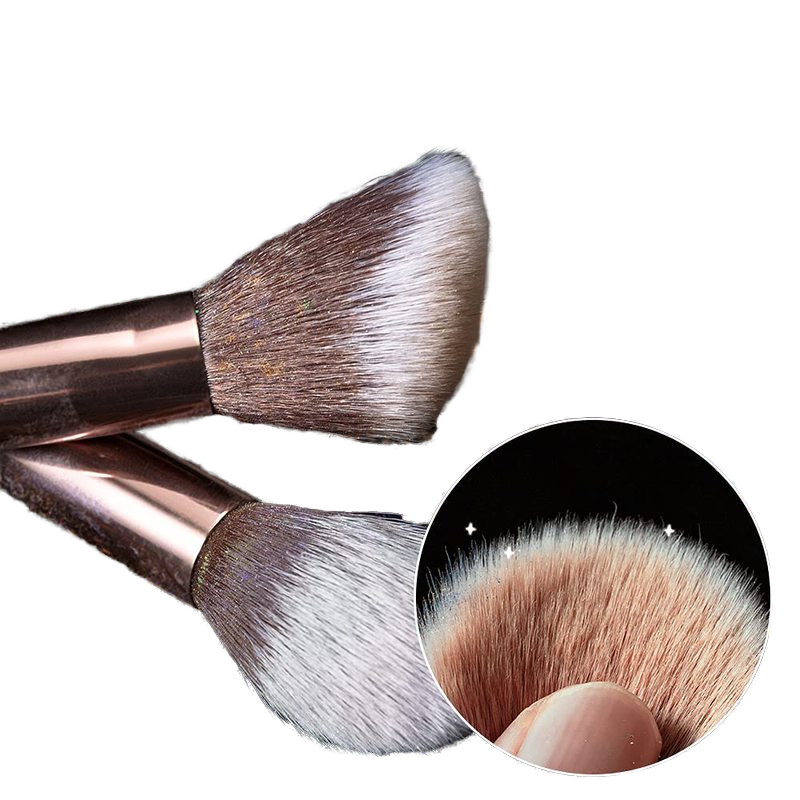 Premium Professional Makeup Brush Set Starry Black Wooden Handle Synthetic Hair Fan Style Foundation Concealer Eyeliner for Face