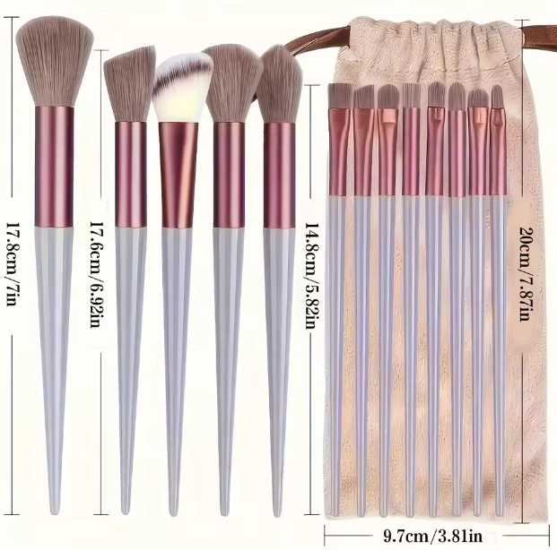 Hot Selling 13-Piece Set of Fashionable Flat Synthetic Hair Brushes Pink Makeup Eyeshadow Concealer Set for Face