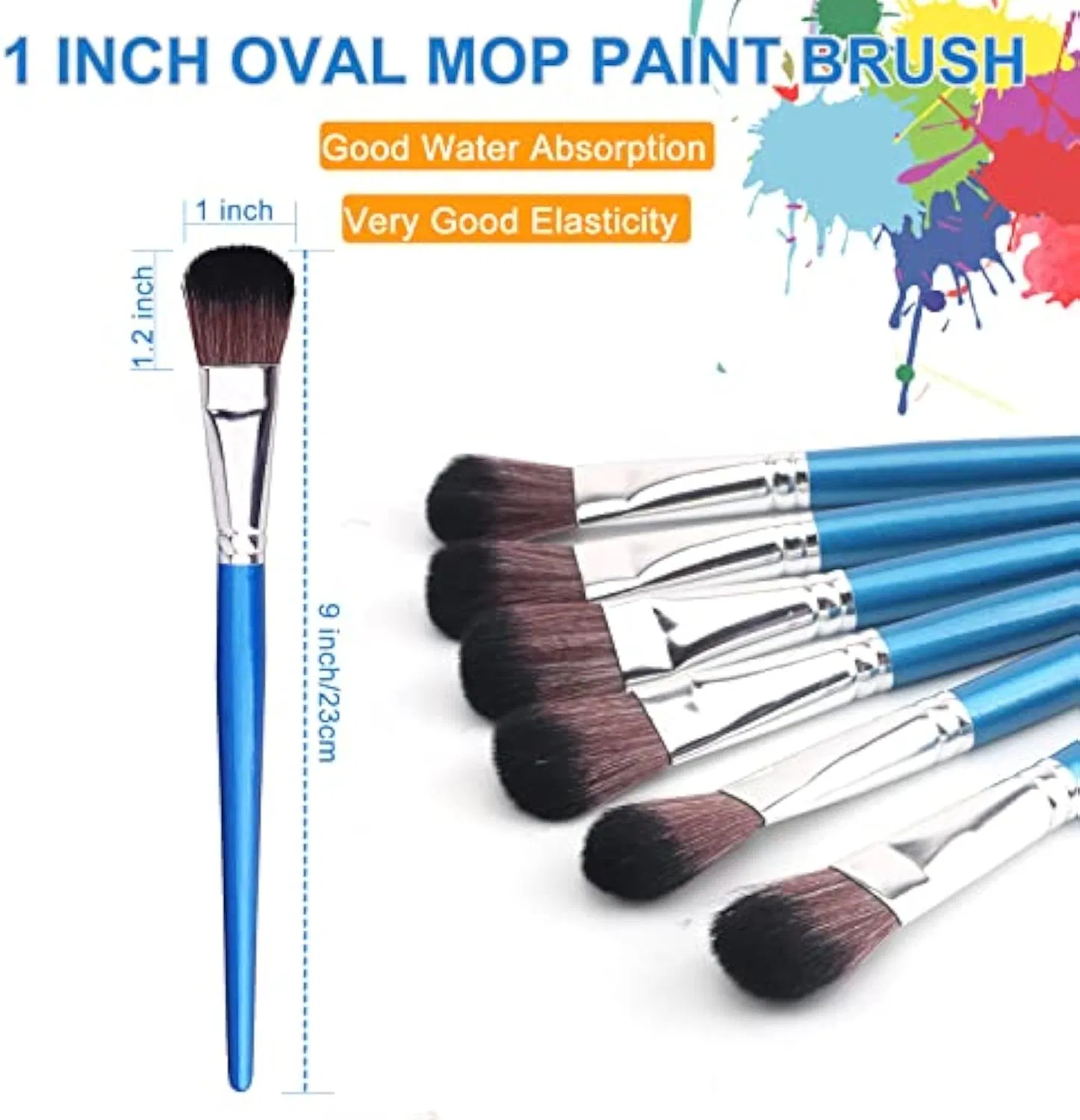 Oval Blending Brushes for Acrylic Painting with Short Wooden Handle
