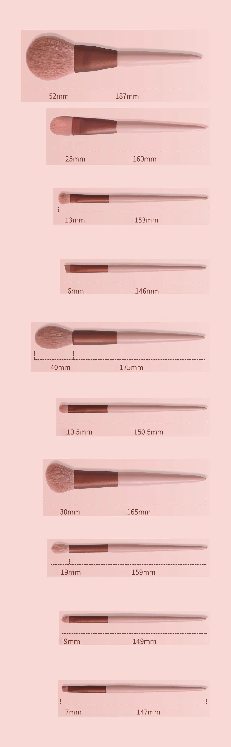 Professional Beauty Tools Premium Synthetic Hair Pink Make up Blush Eyeshadow Foundation Brushes Cosmetic Makeup Brush Set