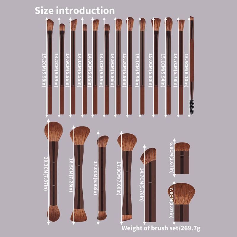 Private Label Customizable New Design Double-Ended Synthetic Hair Face Flat Multi-Use Travel-Friendly Makeup Brushes Set