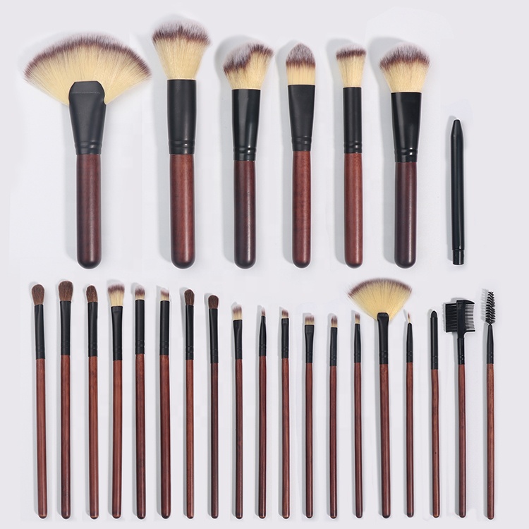 Professional 26pcs Private Label Makeup Brush Kit Wooden Handle Makeup Brush Set With Bag Wholesale Vendors