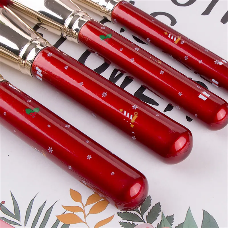 Christmas Gift 10 PCS Red Handle Premium Synthetic Hair Vegan Makeup Brush Set
