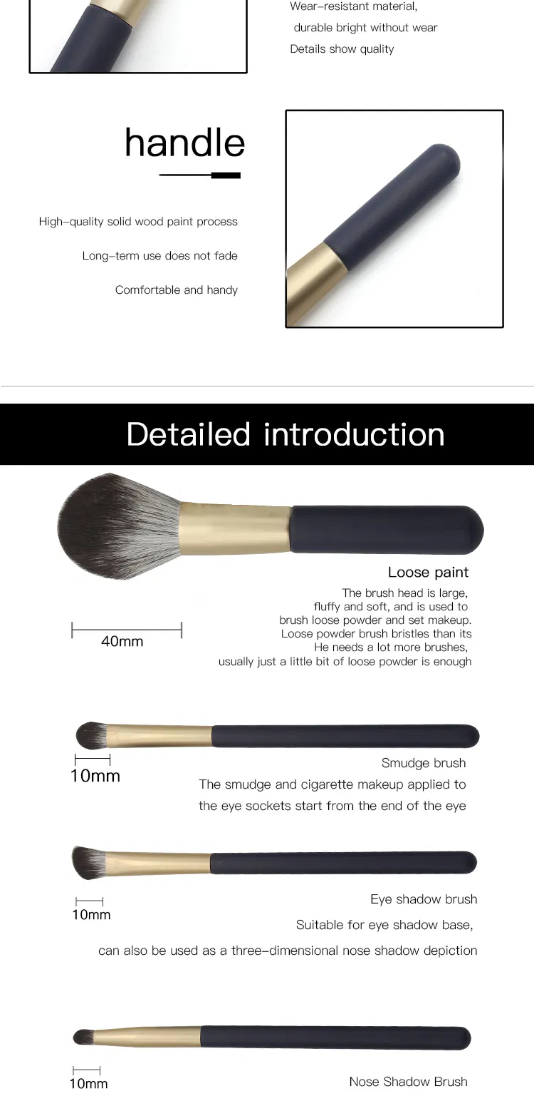 6 PCS Makeup Brushes Set Premium Synthetic Kabuki Foundation Blending Face Powder Mineral Eyeshadow Make up