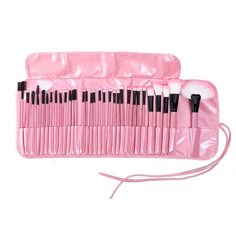 Multi Functional 24pcs pink Black Wooden PU Makeup Brushes Set Tools Complete Set Cosmetic Makeup Brush