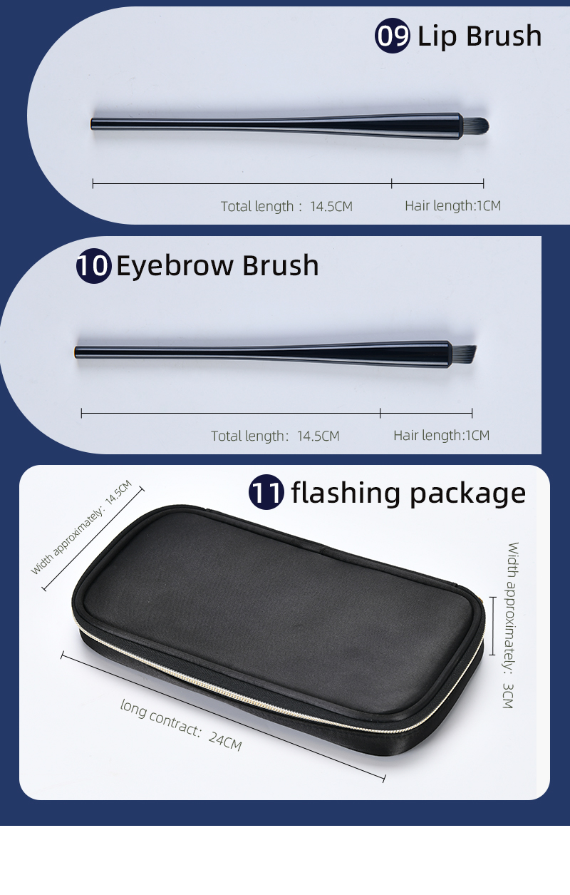 Cosmetic Brush Set Sizes