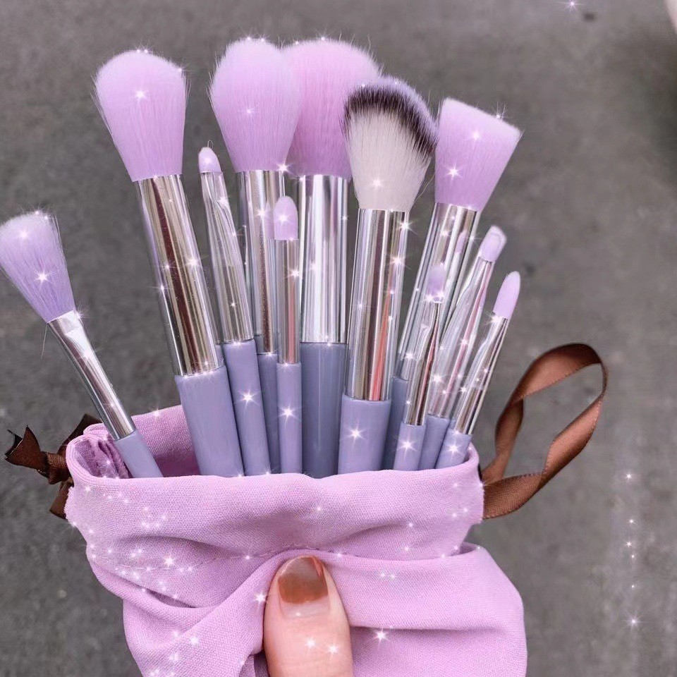 13pcs Professional Flat Makeup Brushes Set with Bag Includes Foundation Blending Eyeshadow Tools for Travel