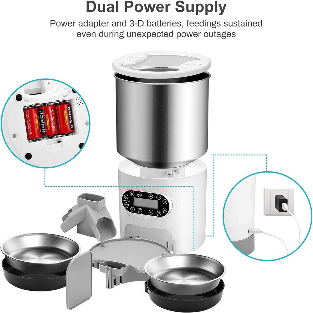 Smart Automatic Pet Feeder 4.5L WiFi Enabled App Control Food Dispenser with 304 Stainless Steel Bowl Dual Meal Version