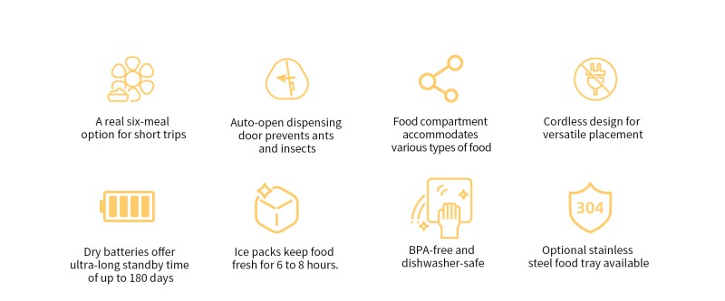 Programmable Smart Automatic Foldable Battery-Powered Portable Plastic Cat Dog Feeder Wet/Dry Food Dispenser Refrigerating