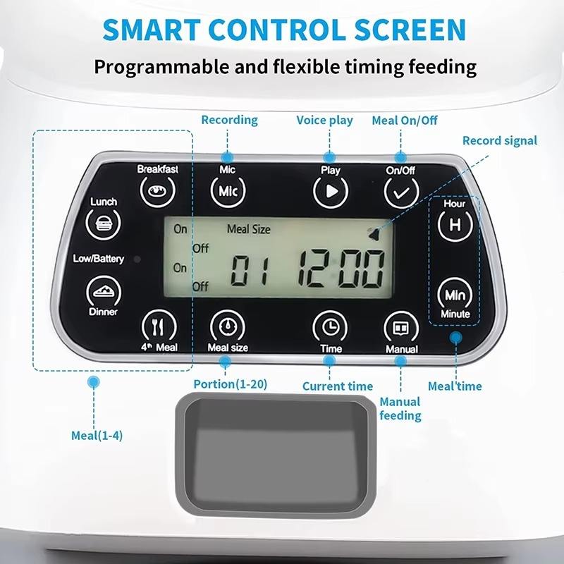 3.5L Smart Pet Feeder with WiFi App Control and Voice Recorder for Dogs Cats Timing Portion Control Automatic Dog Food Dispenser