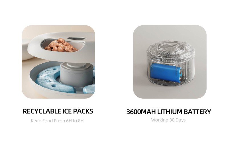 Pet Supplies Portable Plastic Automatic Cat & Dog Smart Feeder with Battery Waterproof Solid Design Refrigerated Wet Food
