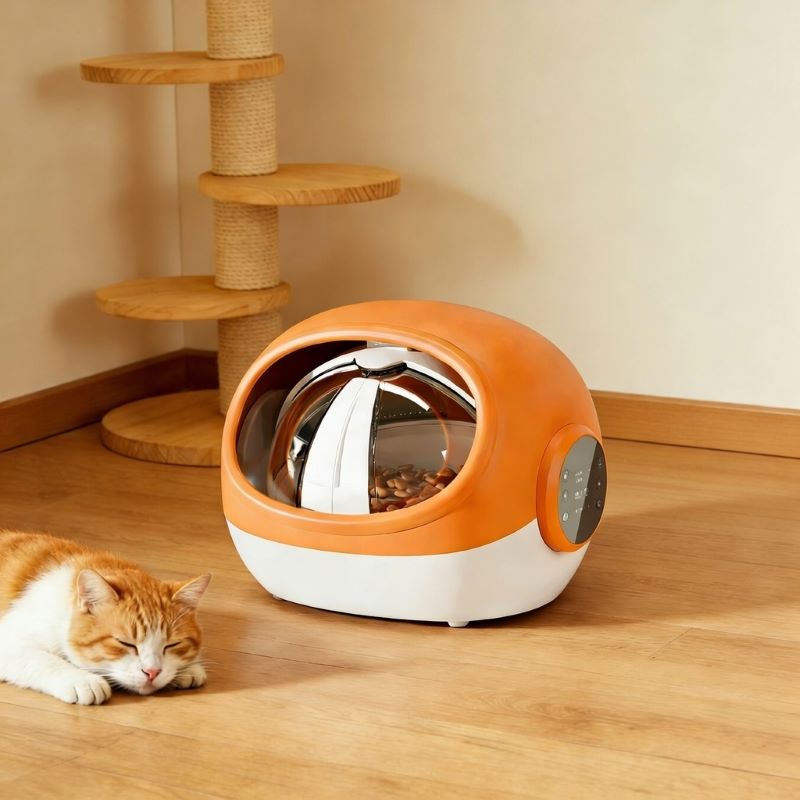 Custom Automatic Smart Pet Feeder Plastic Modern RFID Sensor Individual Feeding Portion Control Voice Reminder Multi Pet