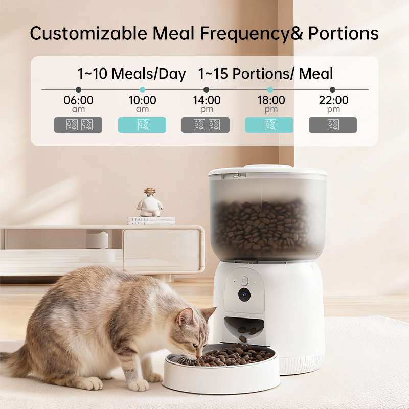 3L Battery Plastic Auto Dog Cat Food Dispenser WiFi APP Control Automatic Feeding Timed Meals Scheduling Camera Stainless Steel