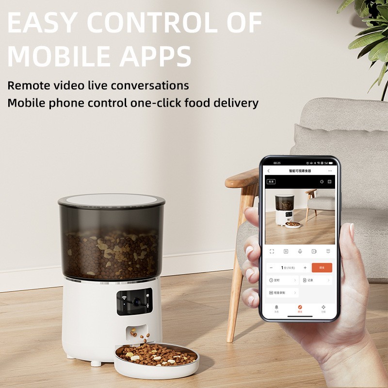 Video Wifi APP Control 4L Dog Cat Food Dispenser Timed Pet Feeder Automatic Pet Feeder with Stainless Steel Bowl