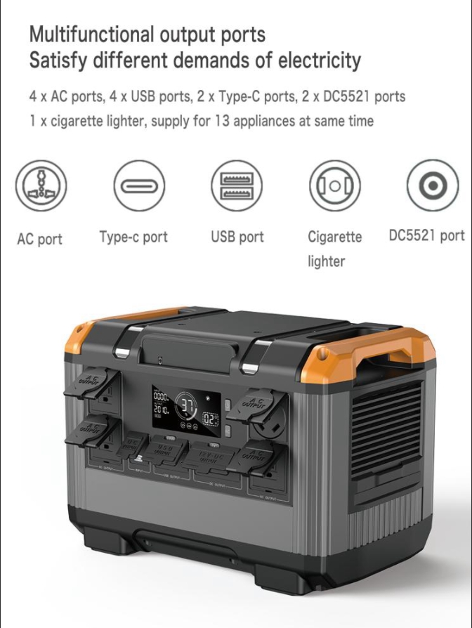 2400W2020WH Outdoor Emergency LiFePO4 Battery Solar-Powered Pure Sine Wave Inverter Energy Storage Portable Backup Power Station