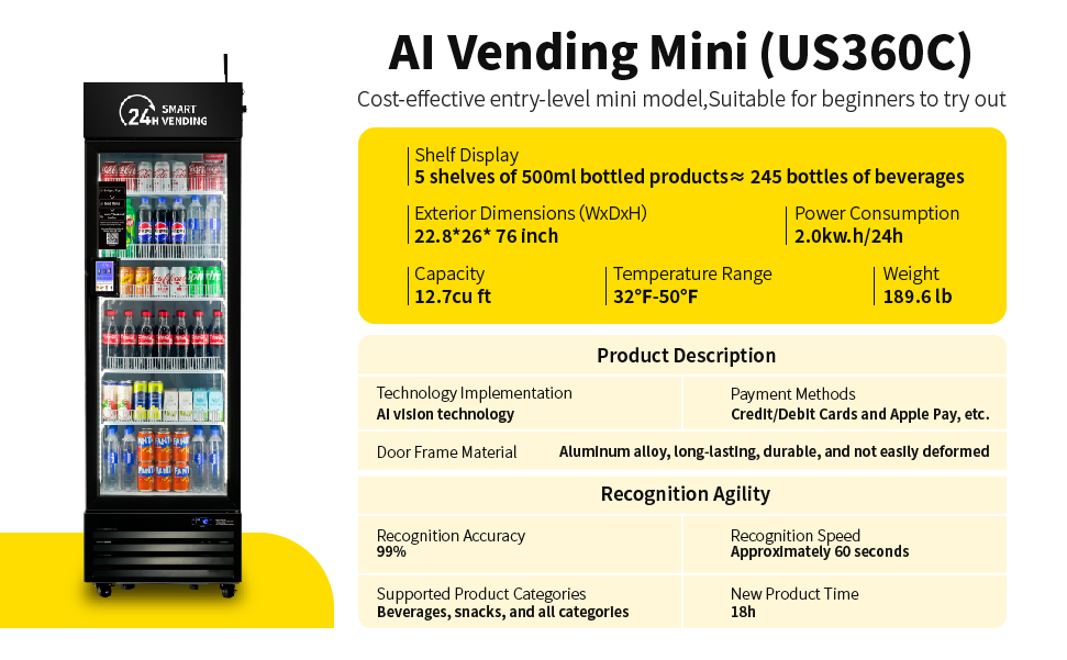 HAHA Vending Combo Refrigerated Vending Machine Pet Food Vending Machine AI Vending Machine 360 Mini