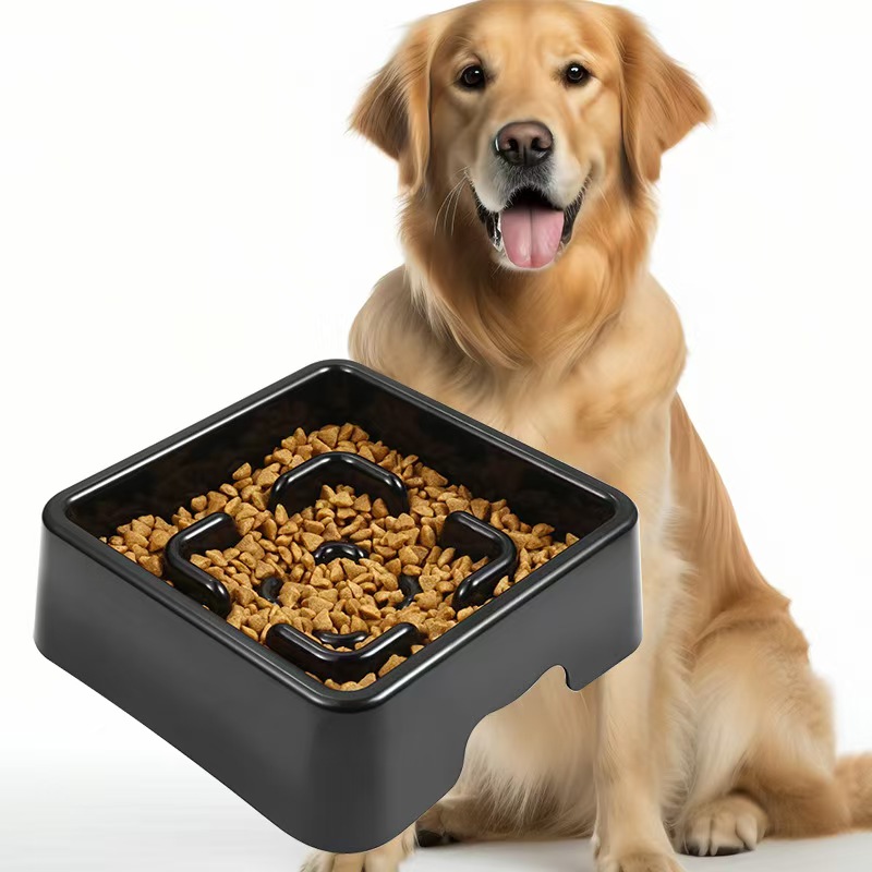 Healthy Pet Supplies Fashion Black Slow Food Bowl Anti-Choking Anti-bloating Feeder to Reduce Obesity and Make Mealtimes Fun