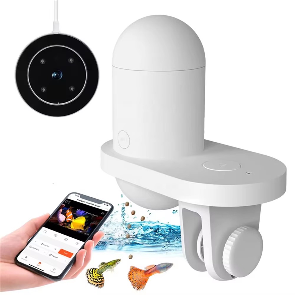 Intelligent Visual Fish Feeder 2K HD Automatic Fish Tank Camera System APP Controlled Remote Monitoring Equipment