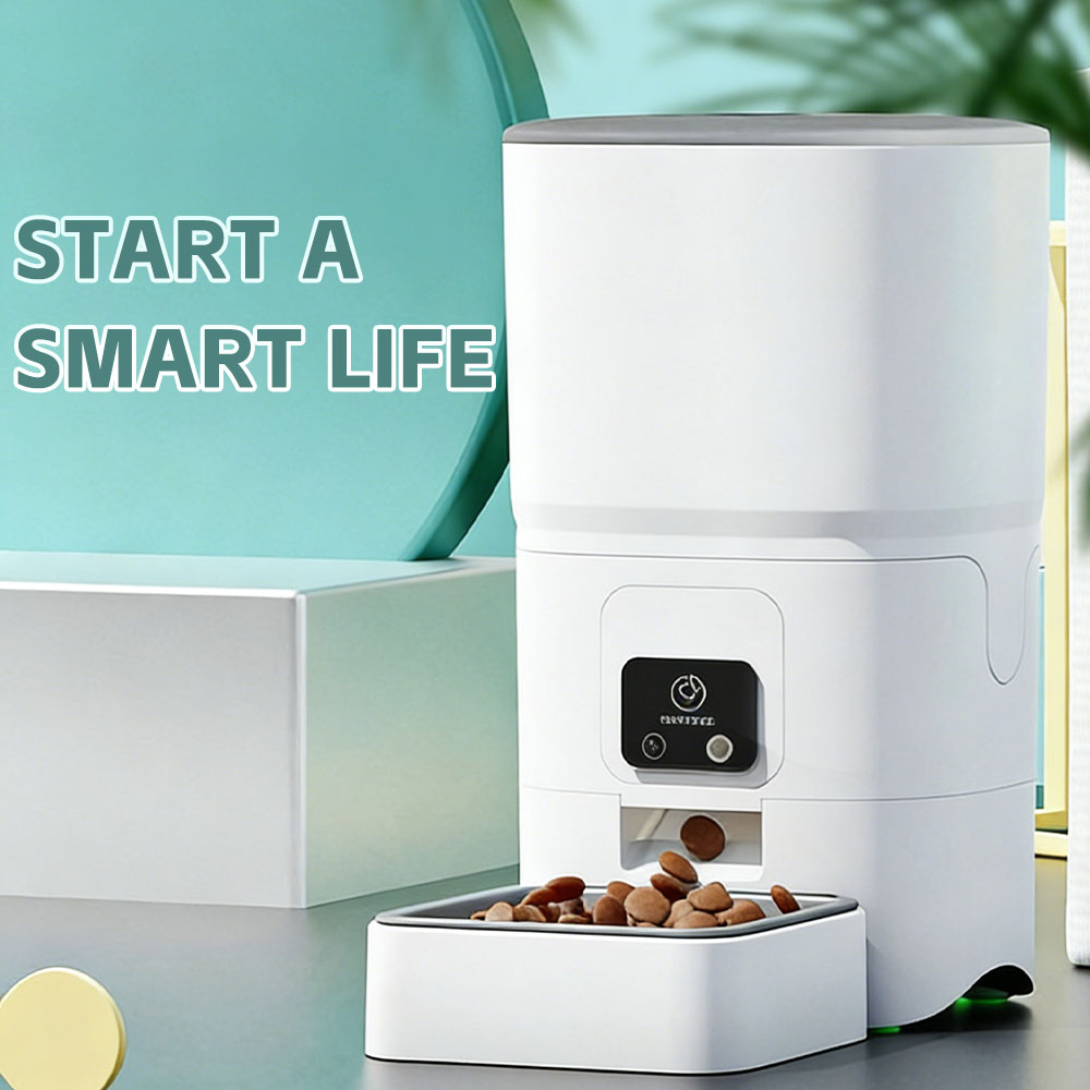 6L Premium Stainless Steel &amp; Plastic Automatic Dog Feeder with Remote Control App Battery Powered for Precise Portion Feeding