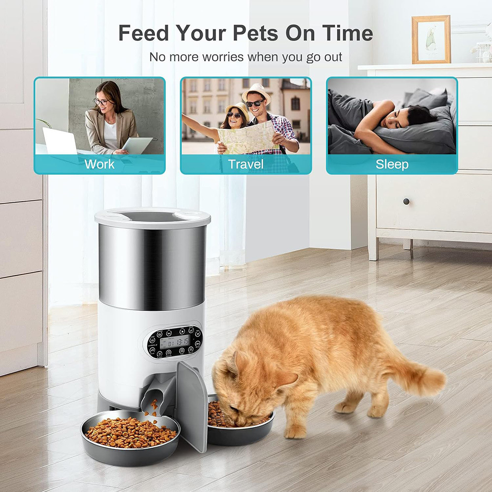 Smart Automatic Pet Feeder 4.5L WiFi Enabled App Control Food Dispenser with 304 Stainless Steel Bowl Dual Meal Version