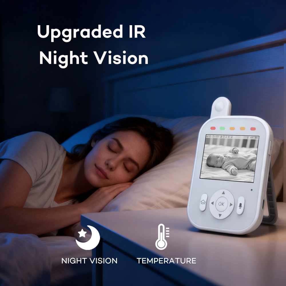 NEW 2.8 Inch Display 720P Night Vision Lullaby 2.4GHz Wireless Audio Video Temperature Feeding Timer Baby Camera Monitor NO Wifi