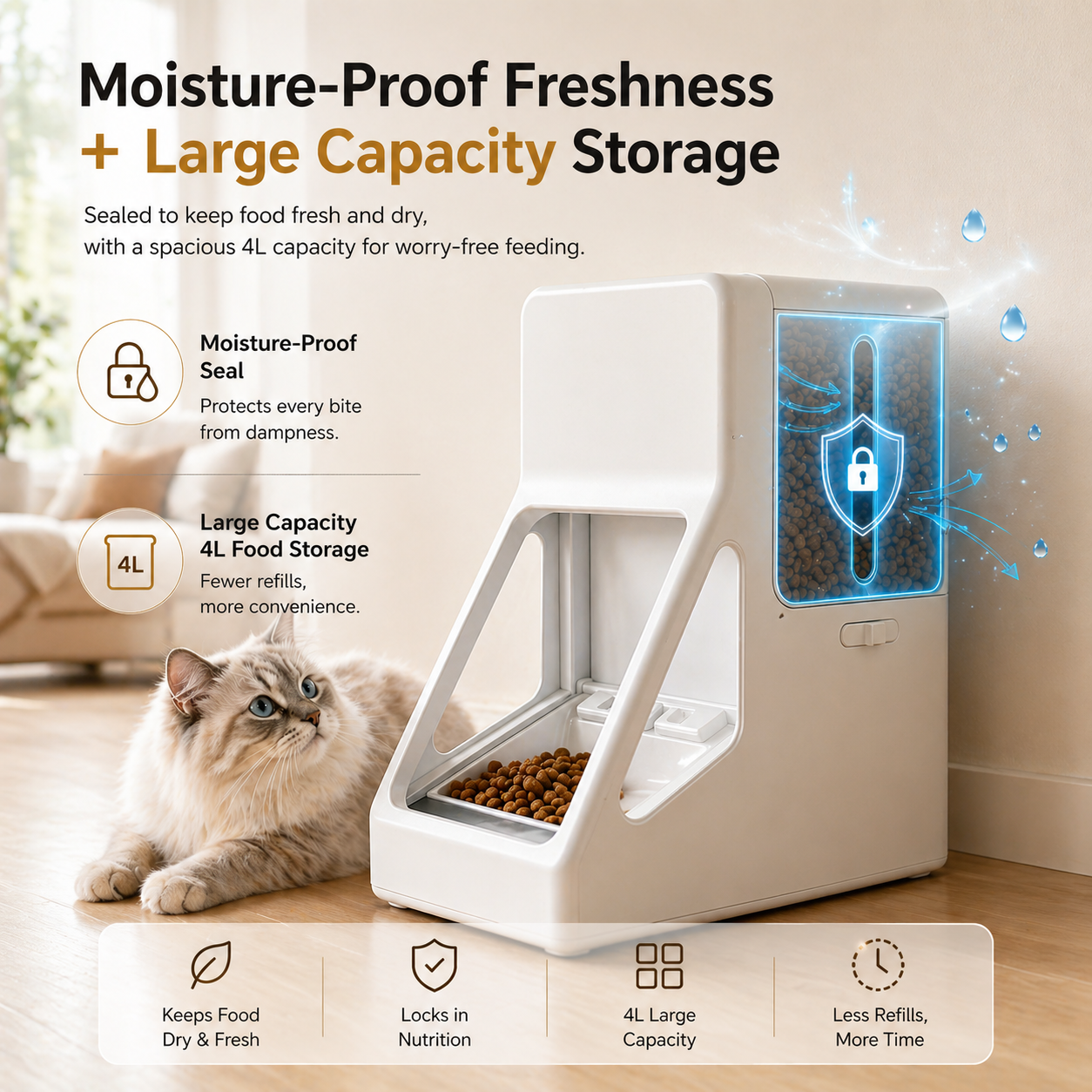 Petop 4L Smart RFID Chip Identification WiFi APP Control Automatic Pet Feeder Dual Power Supply Automatic Feeder for Dog and cat