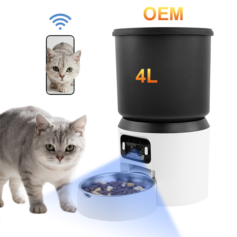 Automatic Cat Feeder With Ultra-Wide-Angle Camera 2.4G WiFi &amp; 5G Bluetooth Dual Band Smart App Control Timed Pet Food Dispenser