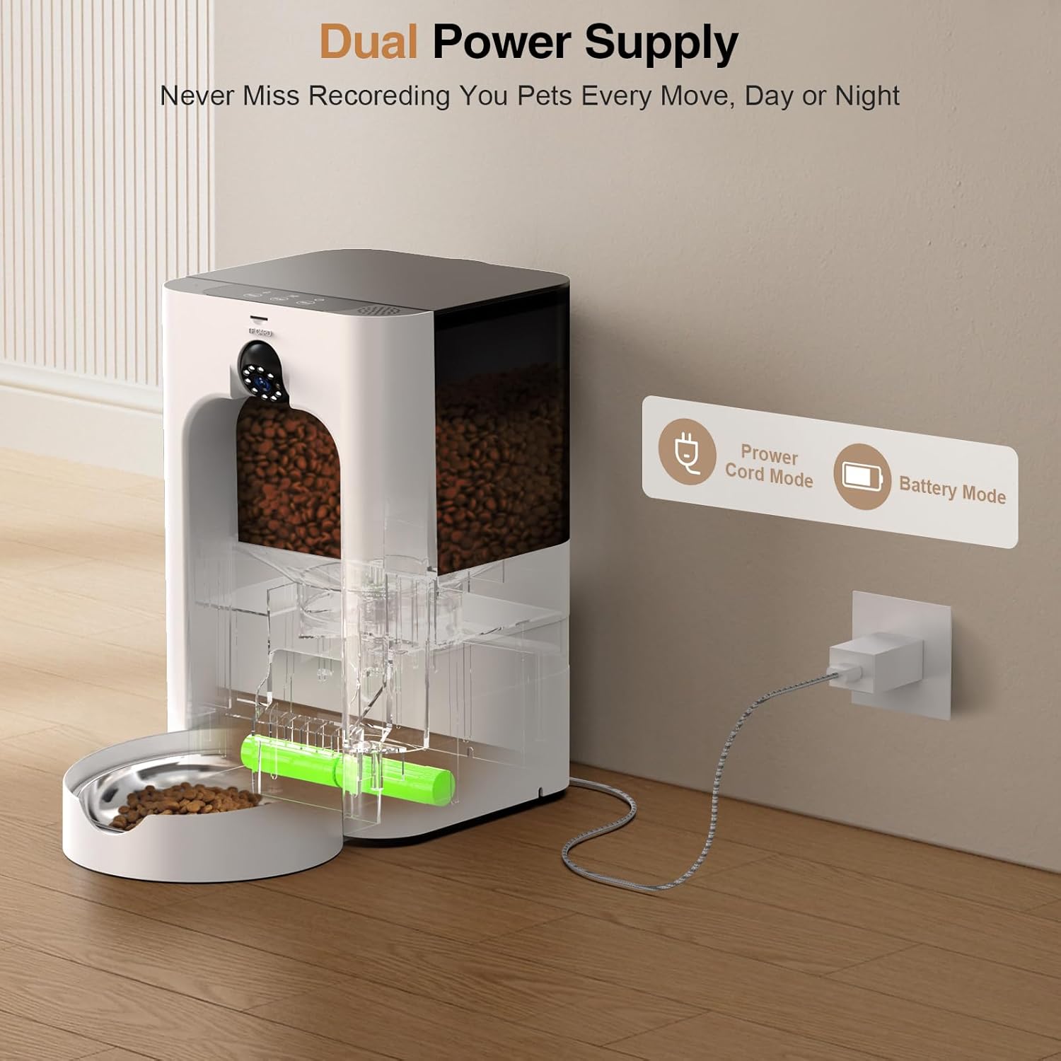 5L Plastic Visible APP Control Voice Recording Smart Automatic Pet Feeder Adjustable HD Camera Dual Power Laser Toy Indoor Use