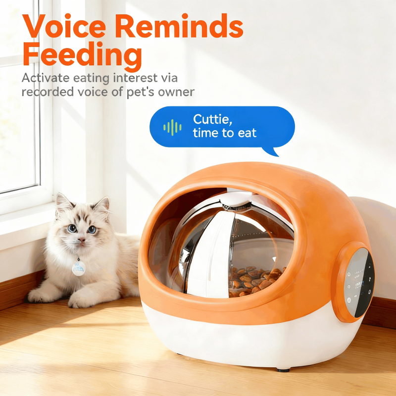 Custom Automatic Smart Pet Feeder Plastic Modern RFID Sensor Individual Feeding Portion Control Voice Reminder Multi Pet
