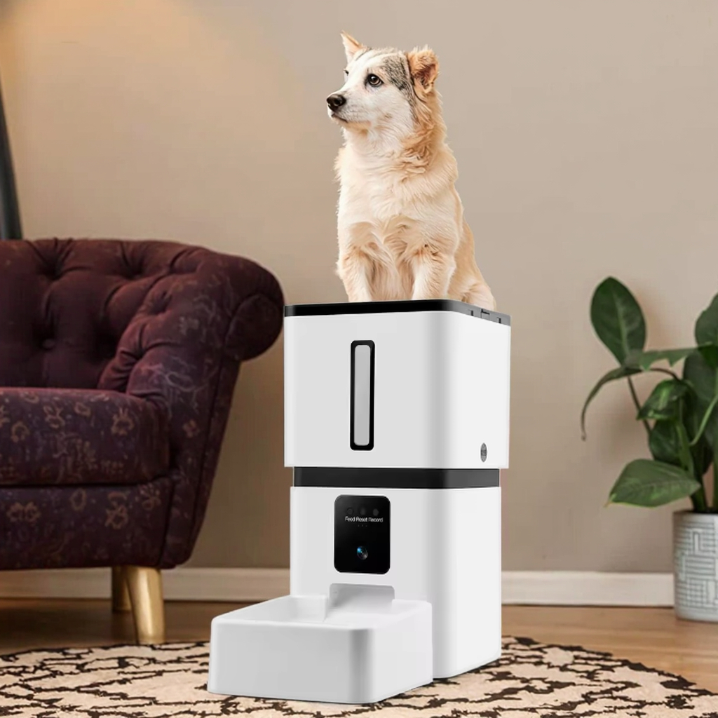 OEM/ODM Customized 4L/6L Smart Portable Waterproof Pet Food Dispenser Feeder Bowl Automatic Camera Plastic Bottle Material