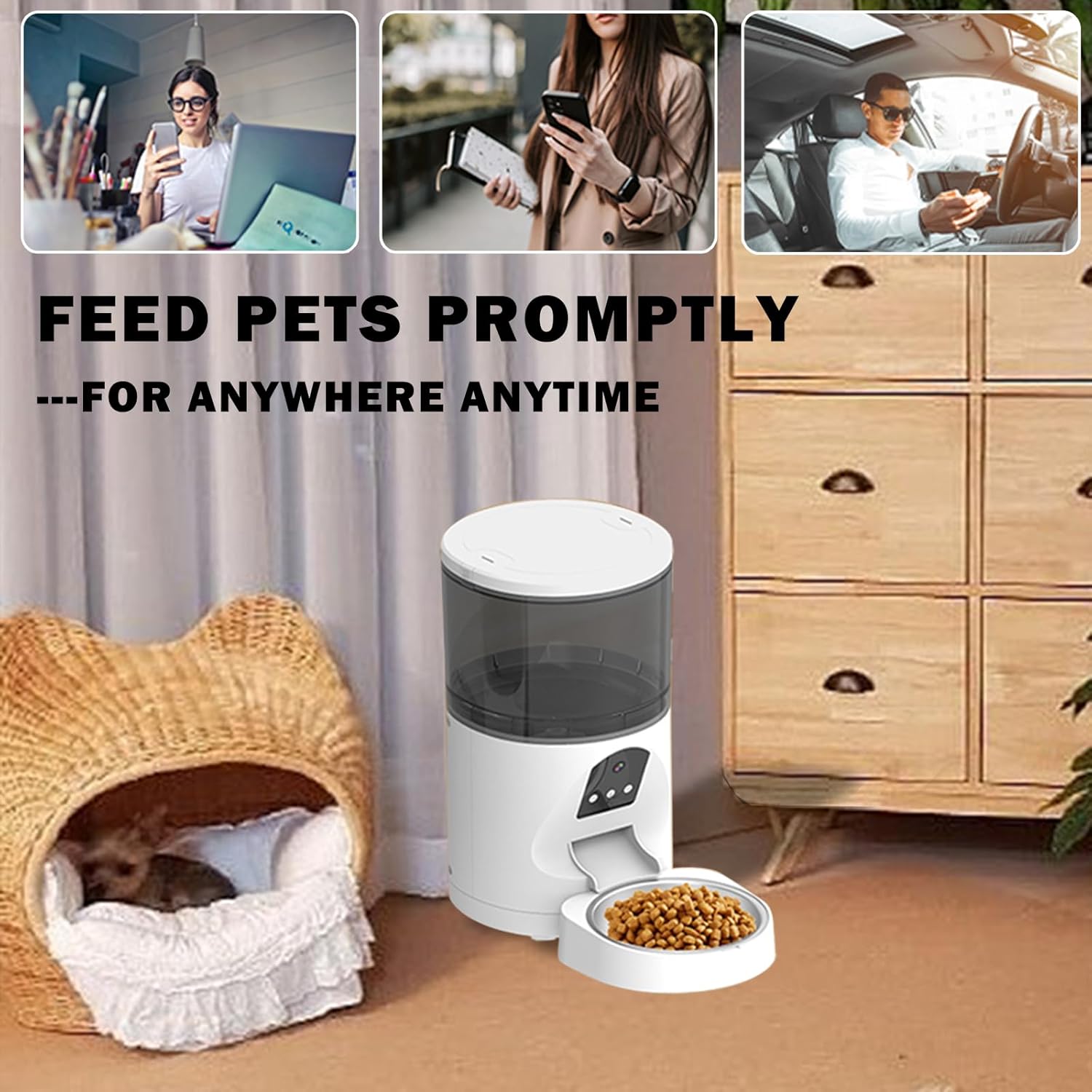 Automatic Cat Feeder Camera 3MP HD Live Monitoring Auto Infrared Night Vision Remote App Control Motion Detection Wireless WiFi