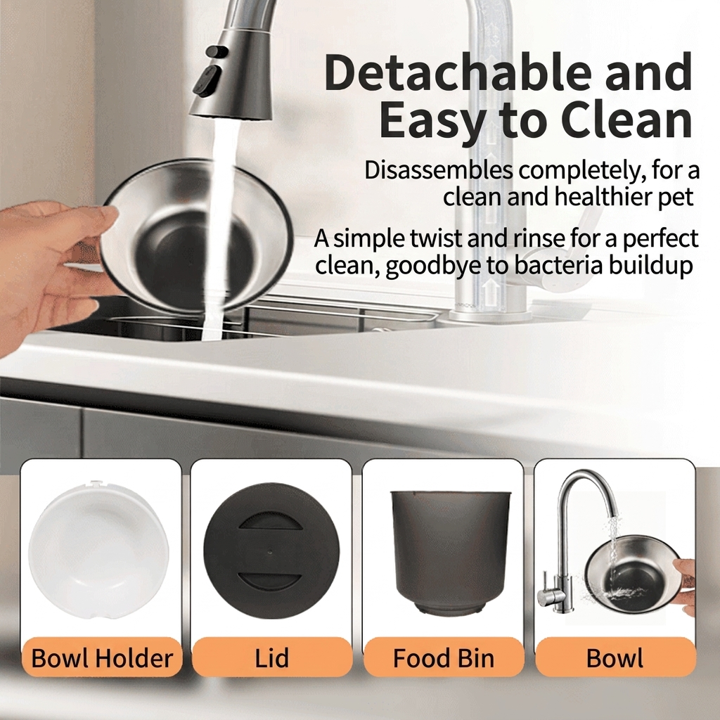 New Design Intelligent Robot Cat Dog Bowl Food Dispenser Wifi APP Automatic Pet Feeder 3 Meal Timing Automatic Voice Playback