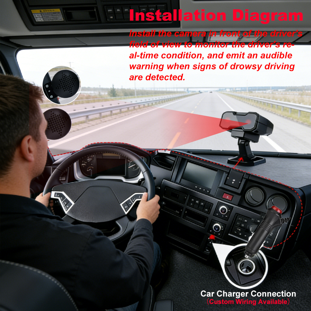 DMS AI Intelligent Driving Assistant Car Camera Anti-Tiredness Alert Fatigue Monitoring System Reverse Camera 720P AHD Custom