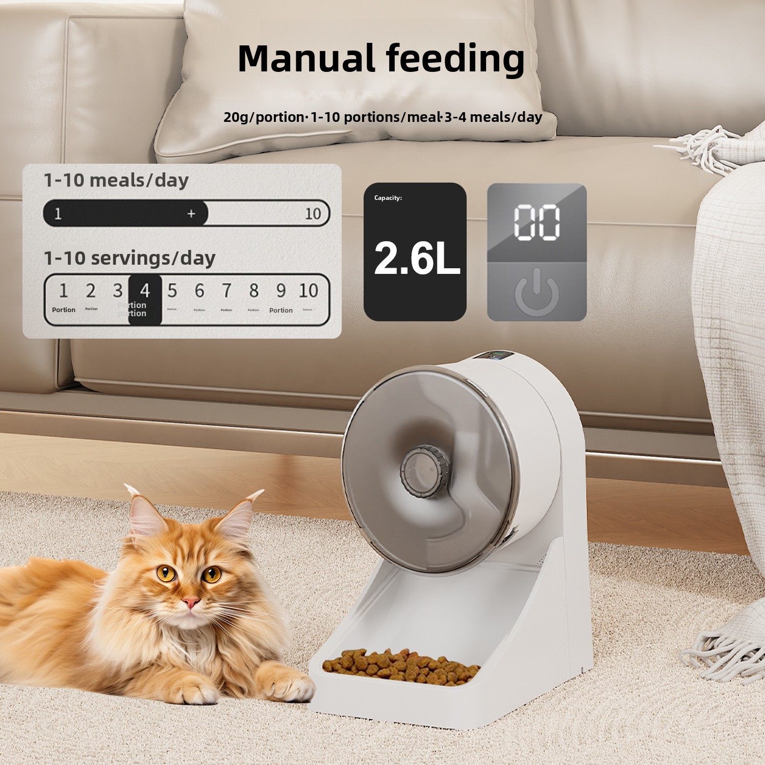 Outdoor Travel Cat &amp; Dog Pet Food Feeder Automatic Dispenser Smartphone Remote Timing Control Wall-Mounted Ferris Wheel-Style