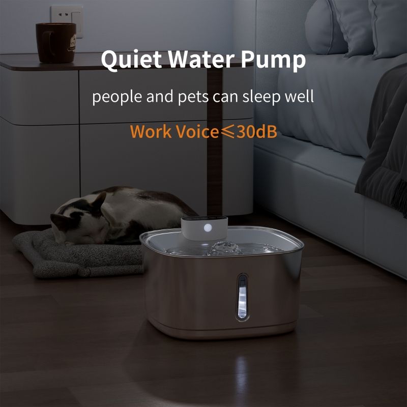 High Quality Eco-Friendly Charge Portable Black Pet Feeder Cat Dog Waterproof 3L Stainless Steel Smart Pet Water Fountain