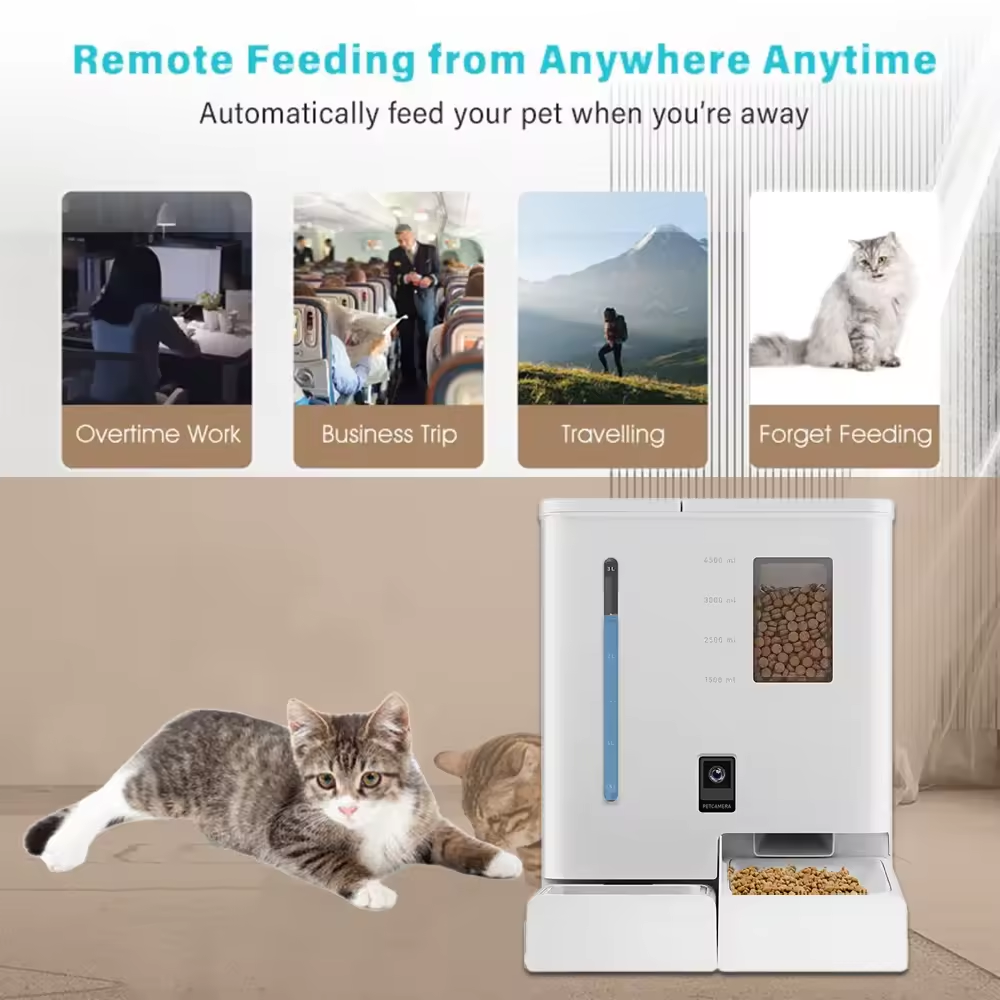 2024 New APP Control Smart Pet Feeder&amp; Water Fountain With Camera for Cat Dog Automatic Feeder Drinking Fountain