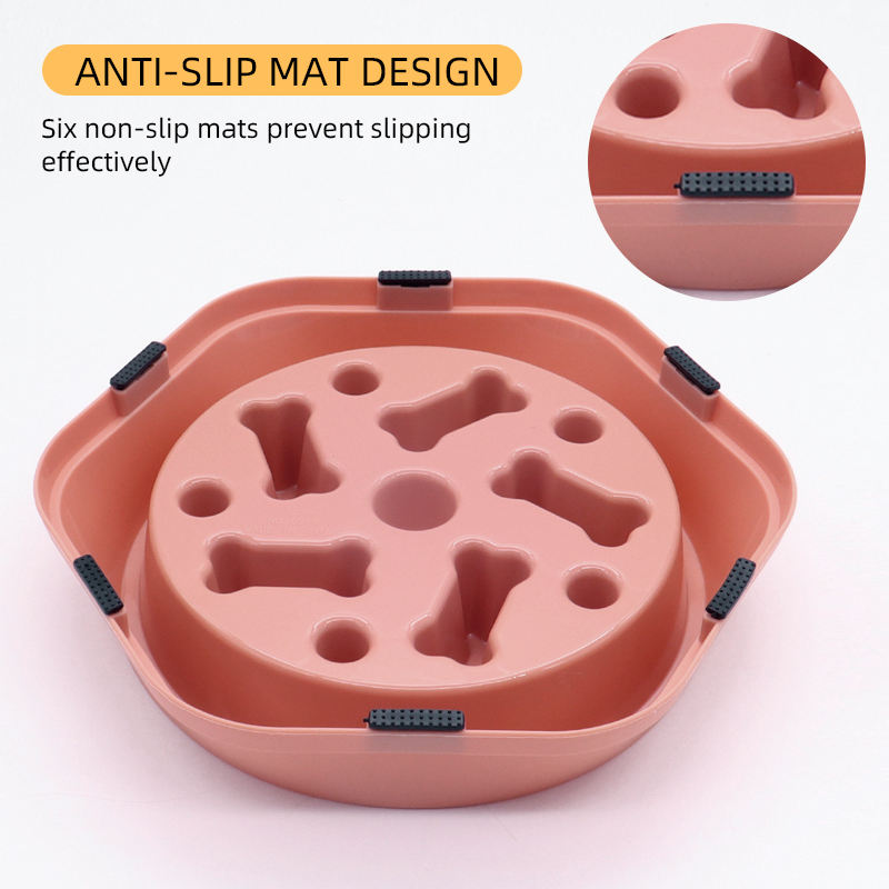 Dropshipping Plastic Bone Shaped Dog Bowl Non-Slip Anti-Choke Slow Feeder Healthy Bloat Stop Feeding Bowl For Small Medium Pets