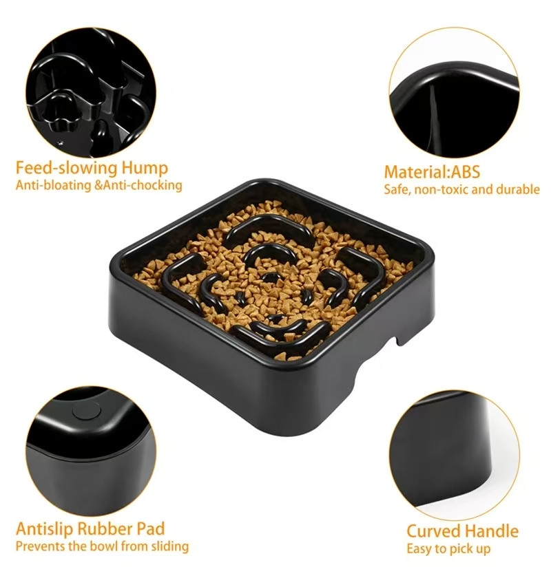 Healthy Pet Supplies Fashion Black Slow Food Bowl Anti-Choking Anti-bloating Feeder to Reduce Obesity and Make Mealtimes Fun