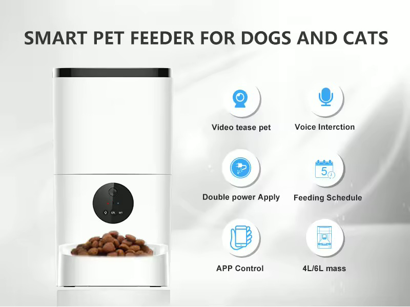 Ready To Ship Timed Alimentatore Per Animali Domestici For Cats &amp; Dogs With 1080P Camera Smart WiFi Food Dispenser