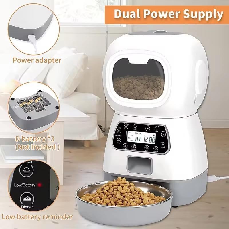 3.5L Smart Pet Feeder with WiFi App Control and Voice Recorder for Dogs Cats Timing Portion Control Automatic Dog Food Dispenser