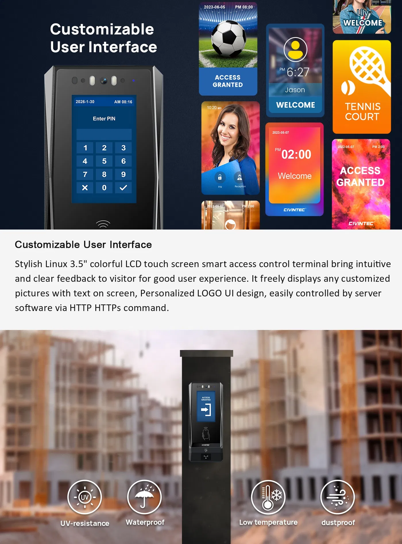 WiFi 4G LTE Cloud Remote Real-time Monitoring Facial Recognition Time Attendance System RFID NFC Employee TimeKeeping