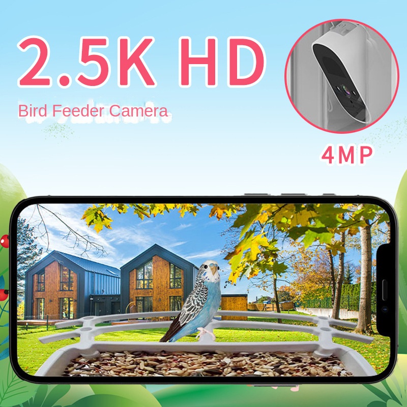 HD Surveillance Camera AI Recognition Removable Smart for Outdoor Bird Feeder
