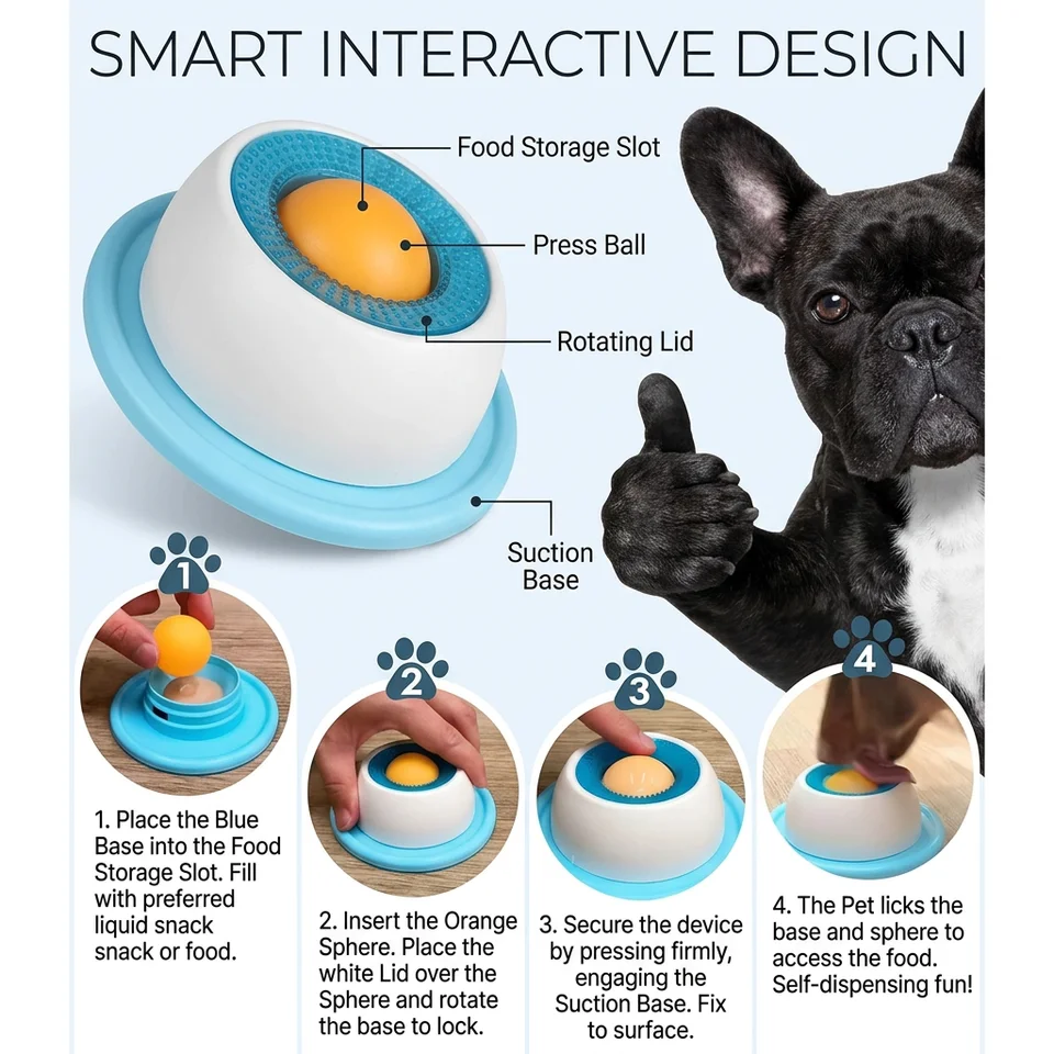 Elevated Plastic Pet Lick Toy Rounded Design-Interactive Slow Feeder Food Dispenser For Dogs Cats Boredom Relief Pet Enrichment