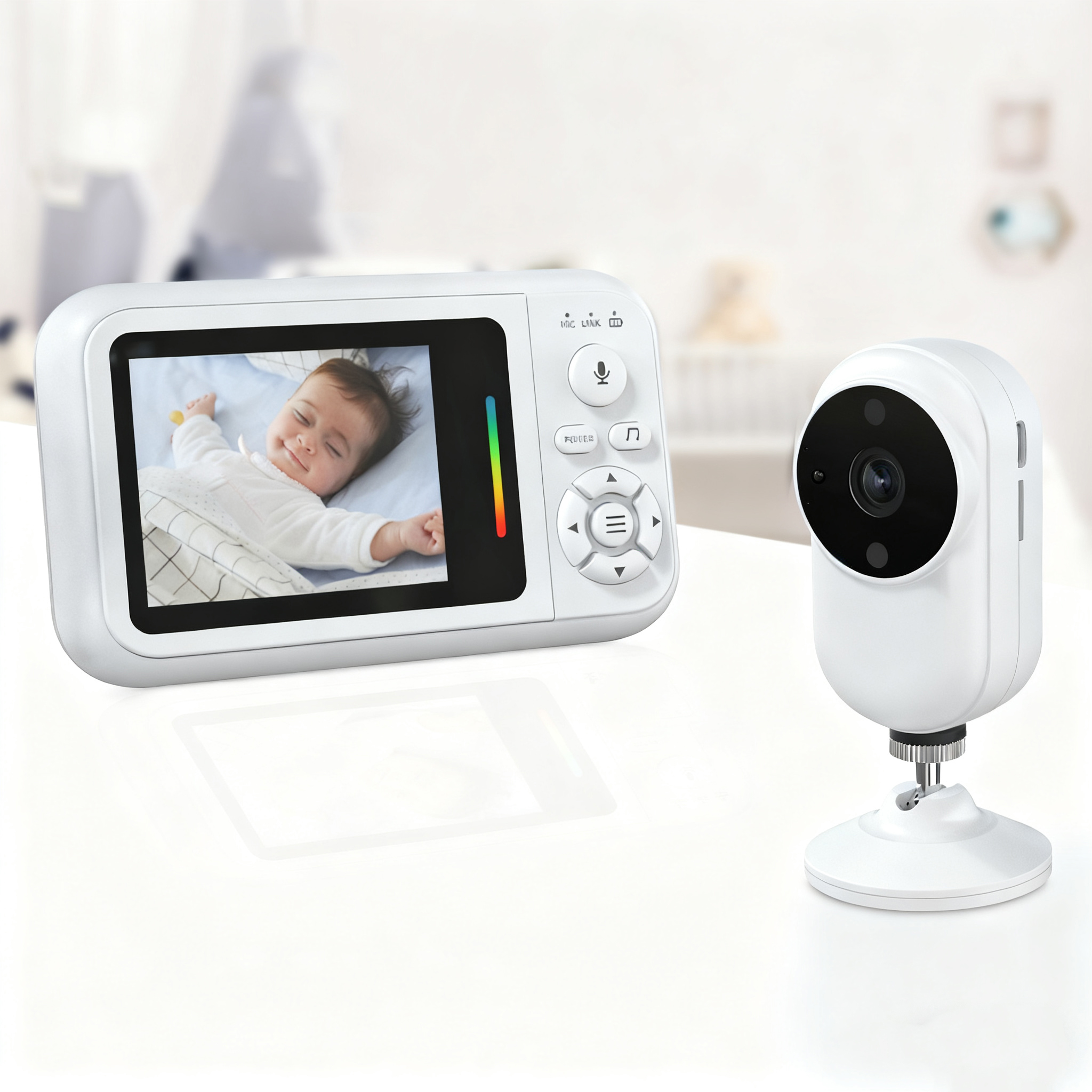 Wireless Camera Monitor With Infrared Night Vision Feeding Timer for Parent No Wifi No App Secure Video Monitor